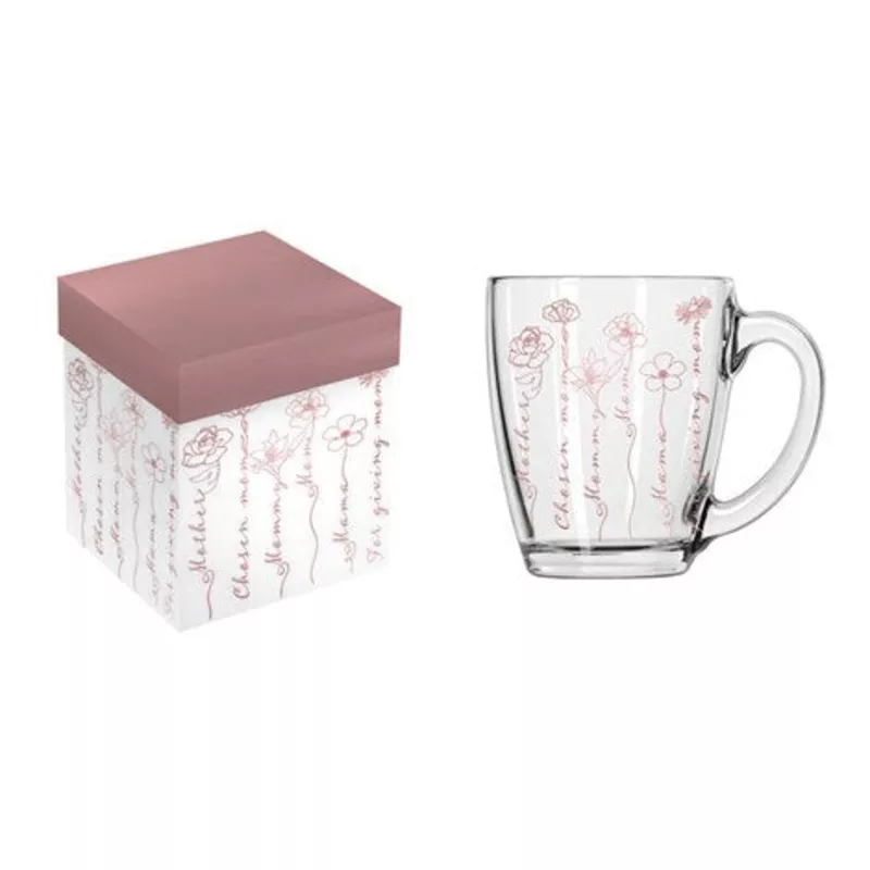 10oz Glass Cup w/Gift Box, Mother Florals