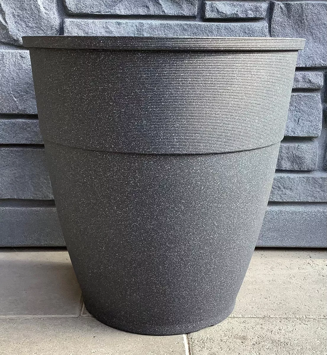 18-5-hendrix-tall-round-planter-mediterranean-black 18.5" Hendrix Tall Round Planter - Mediterranean Black