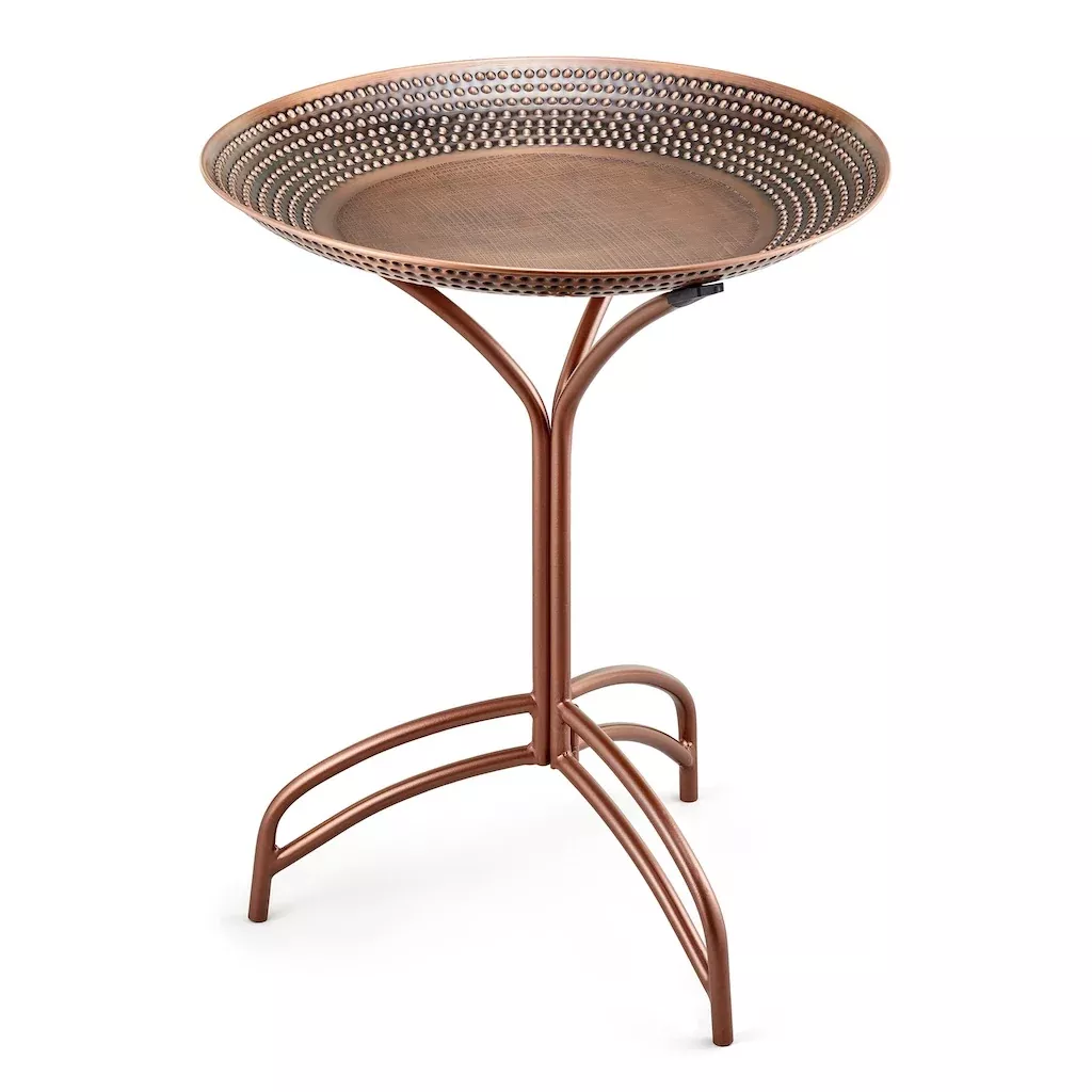 20-inch Copper Tranquility Bird Bath with Stand By Good Directions