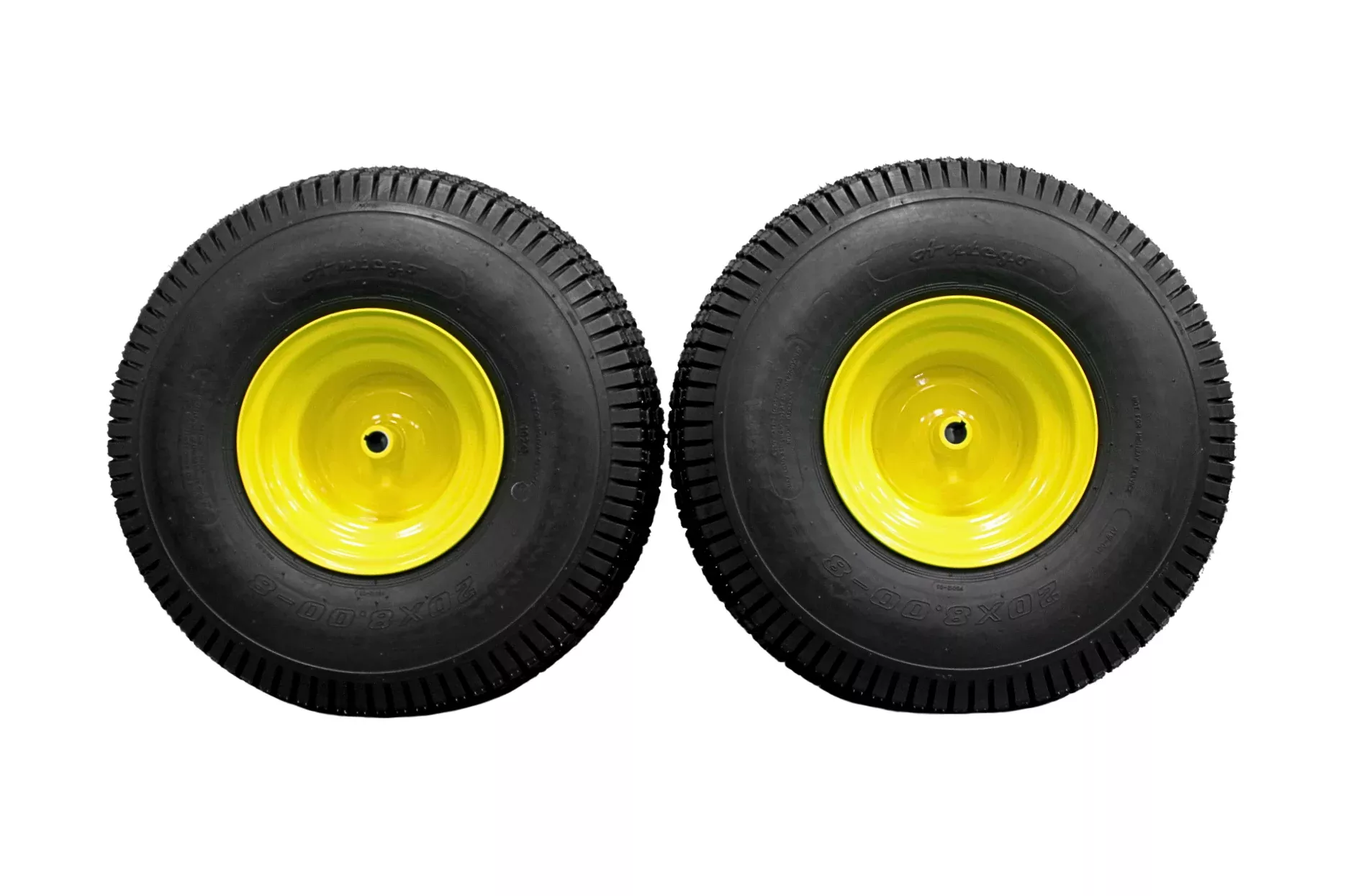 20x8-00-8-4-ply-tires-with-8x7-john-deere-yellow-wheels-lawn-garden-mower-turf-t 20x8.00-8 4 Ply Tires with 8x7 John Deere Yellow Wheels for Lawn & Garden Mower Turf Tires (Set of 2)