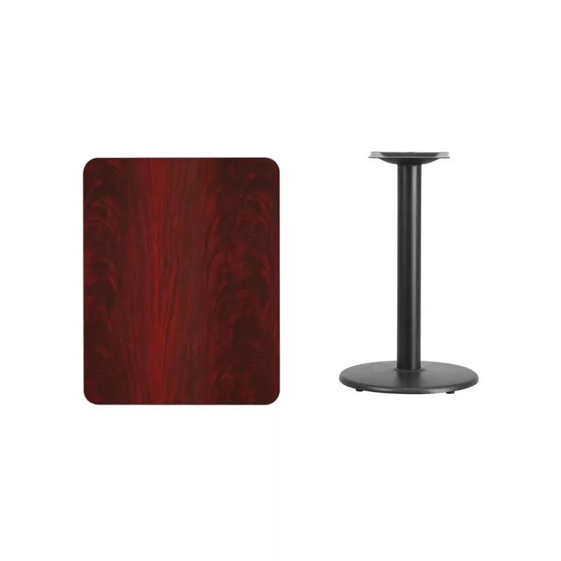 24” x 30” Rectangular Mahogany Table Top with 18” Round Table Height Base