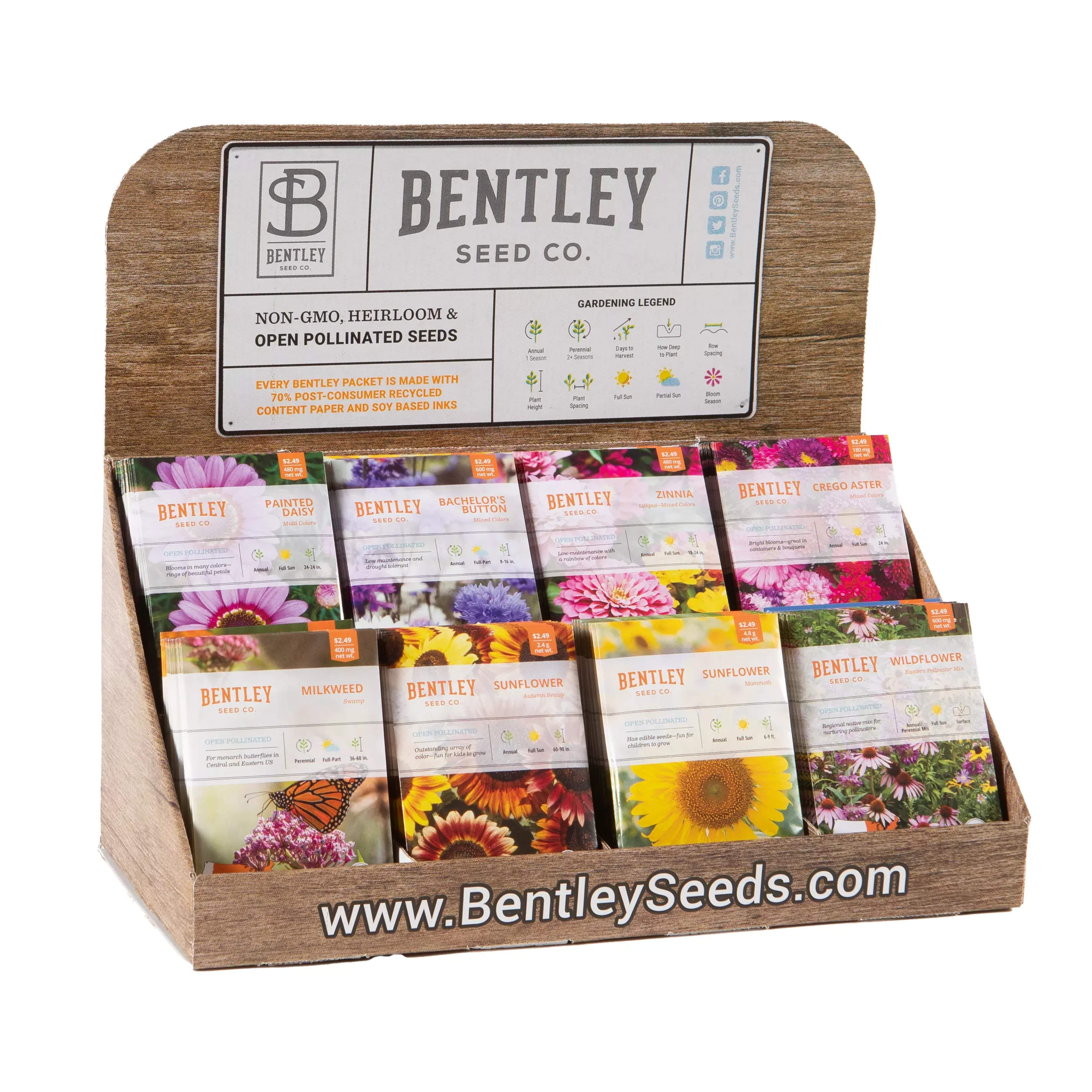 250 Piece Eastern Region Flower Seed Packet Retail POS Corrugated