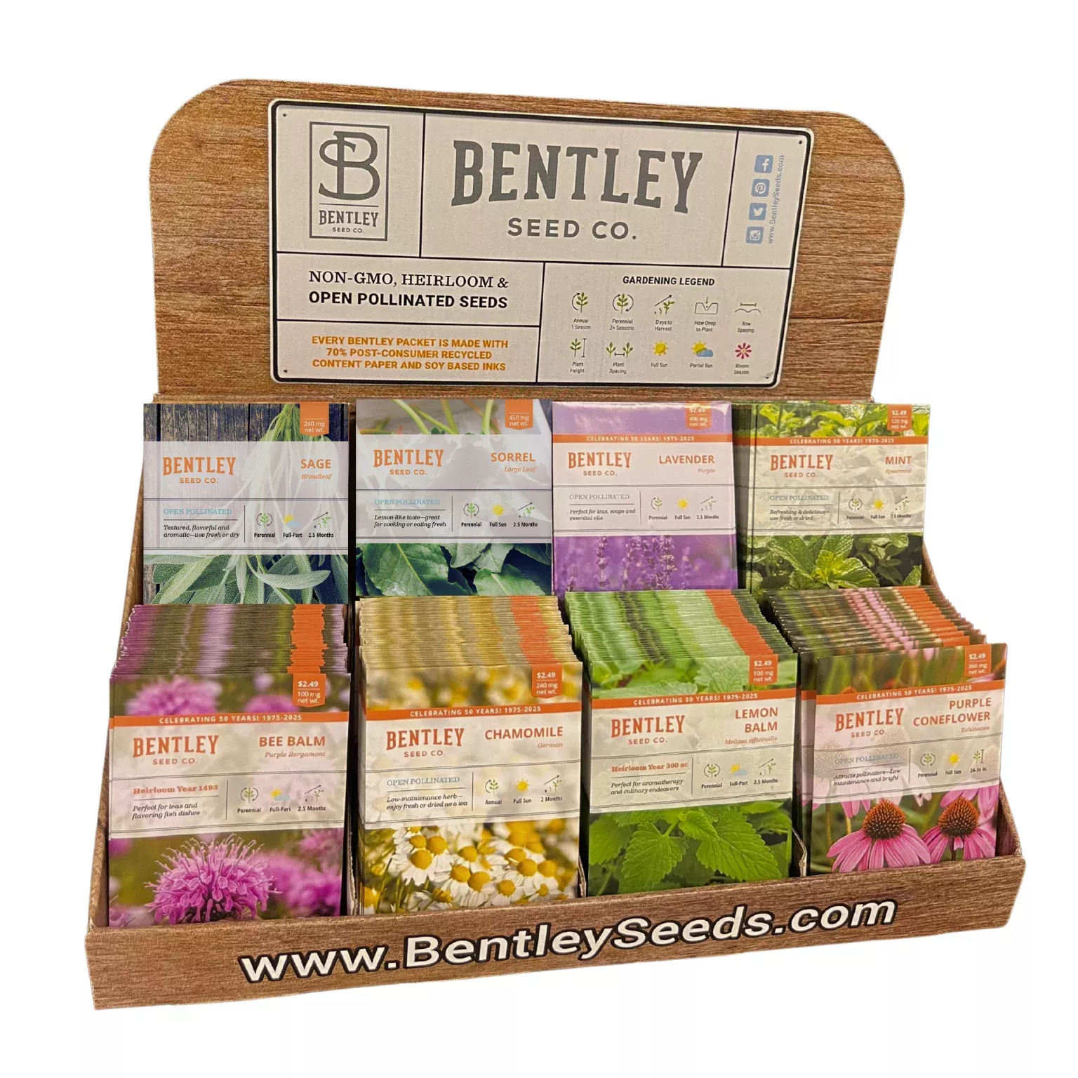 250 Piece Medicinal Herb Seed Packet Retail POS Corrugated Display