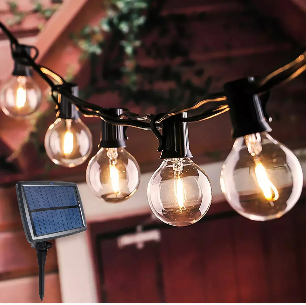 27-ft-pro-globe-solar-led-outdoor-string-lights-waterproof-g40-retro-edison-fila 27 Ft Pro - Globe Solar LED Outdoor String Lights – Waterproof, G40 Retro Edison Filament Bulbs -Warm White
