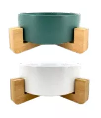 8-akira-low-planter-with-wooden-stand 8" "Akira" Low Planter with Wooden Stand