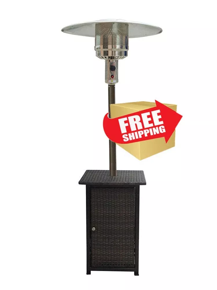 87-tall-square-wicker-patio-heater-with-table 87" Tall Square Wicker Patio Heater with Table