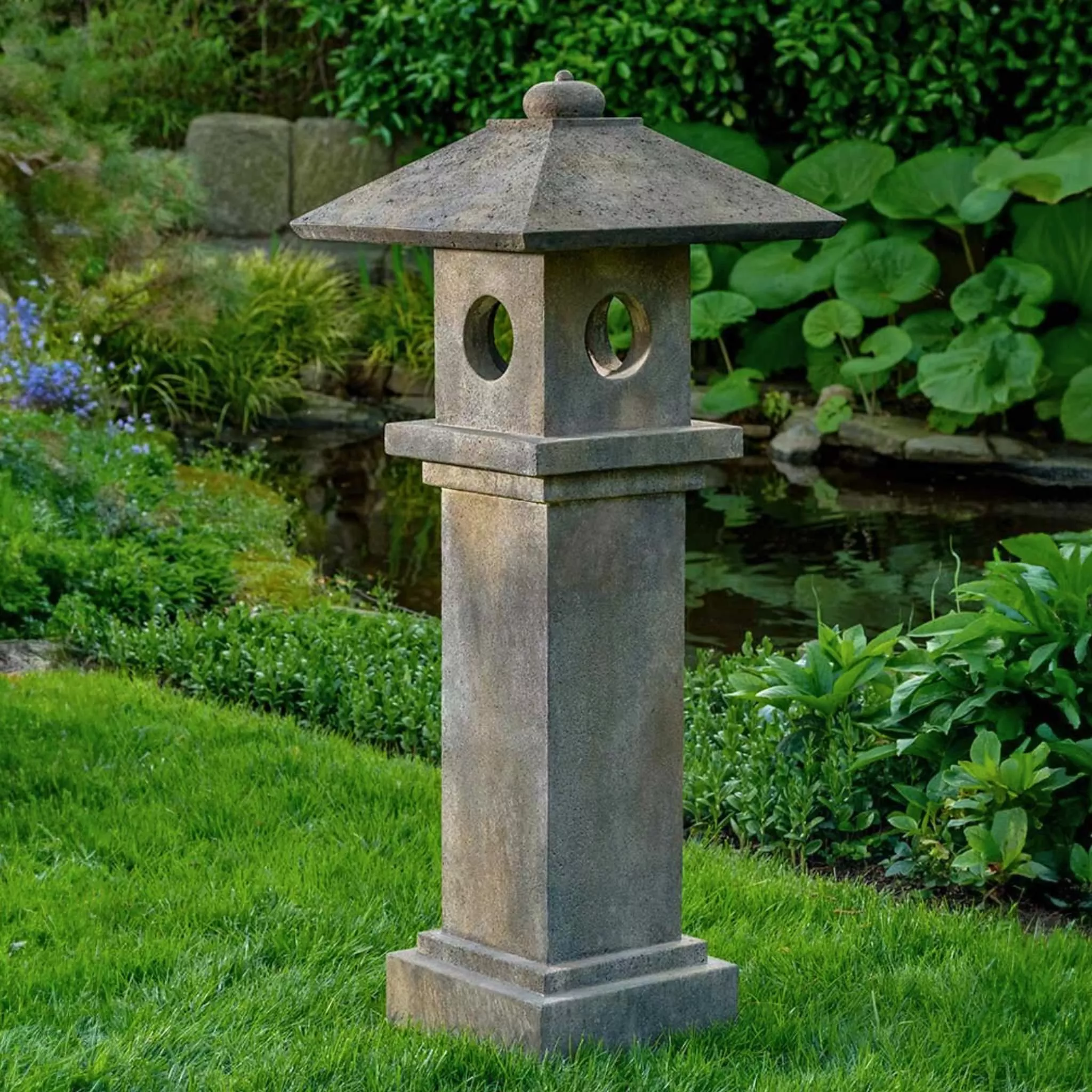 aizu-lantern-concrete-garden-statue-campania-or190 Aizu Lantern Concrete Garden Statue - Campania #OR190