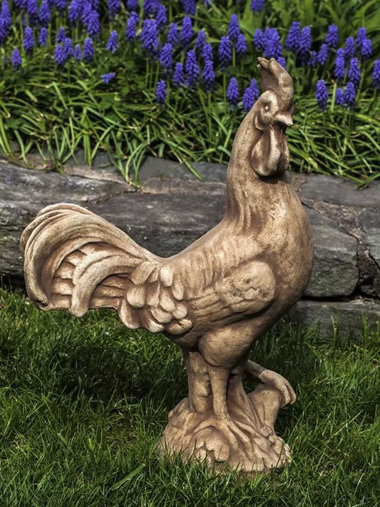 antique-rooster-cast-stone-garden-statue Antique Rooster Cast Stone Garden Statue