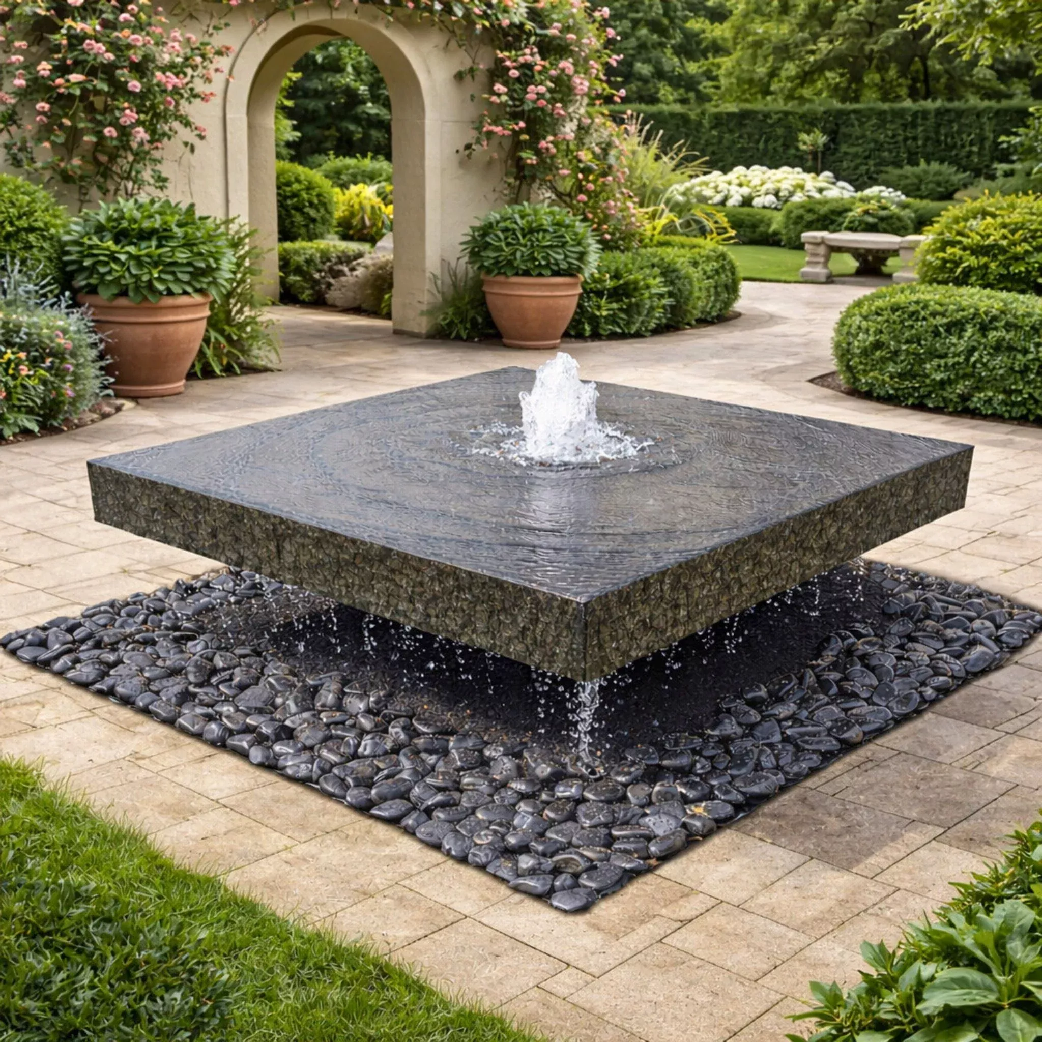 Basalt "Table" Block Fountain - Complete Kit - Blue Thumb