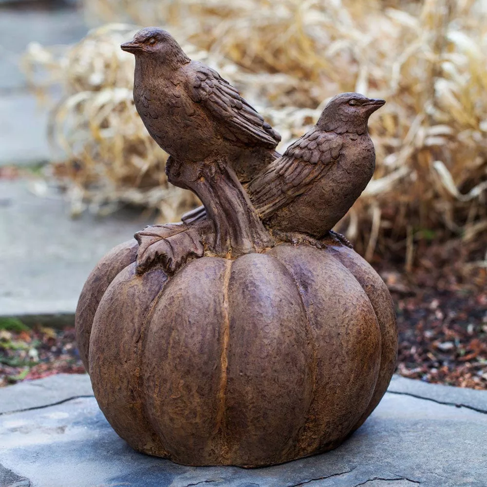 birds-on-pumpkin-cast-stone-bird-garden-statue Birds on Pumpkin Cast Stone Bird Garden Statue