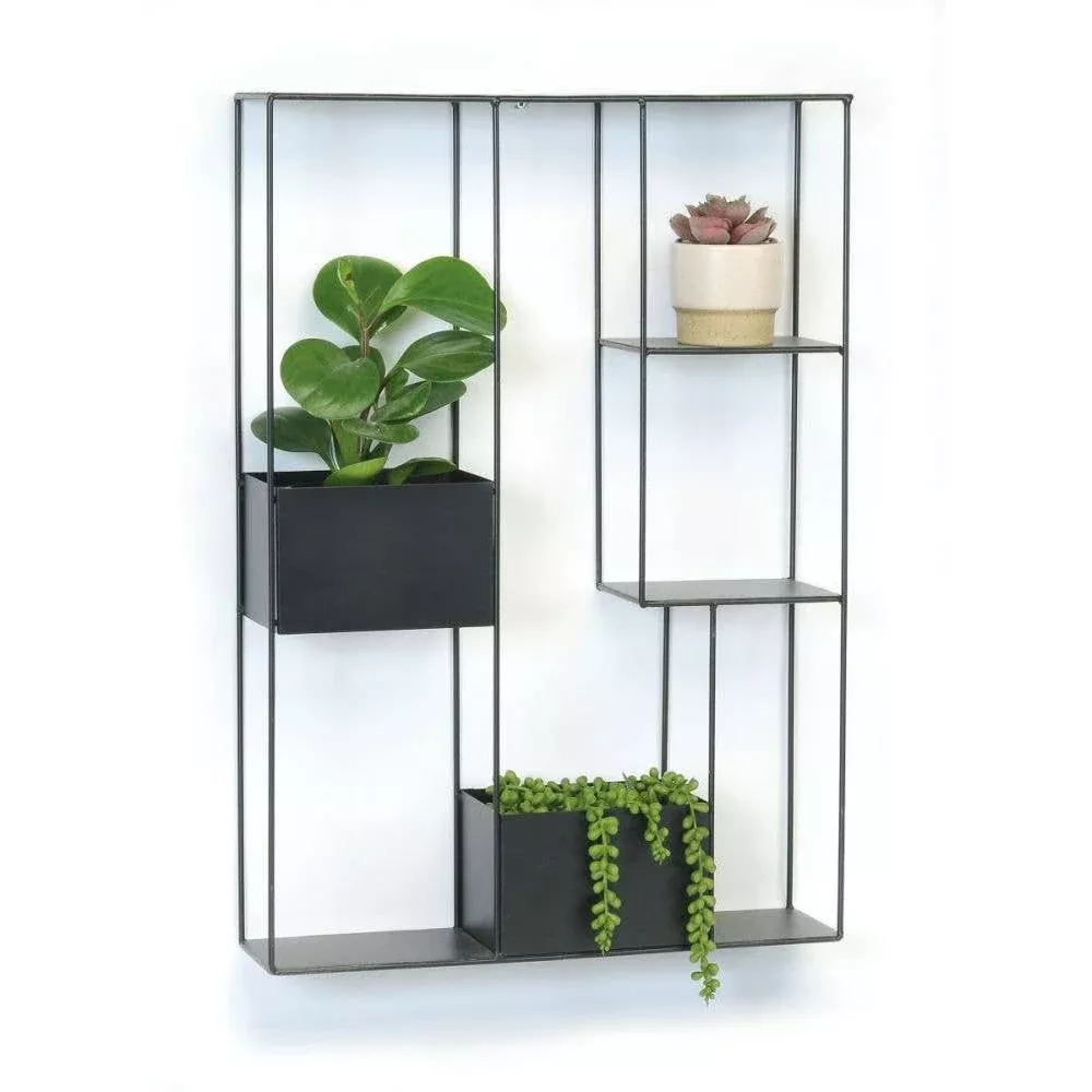 black-metal-plant-shelf BLACK METAL PLANT SHELF