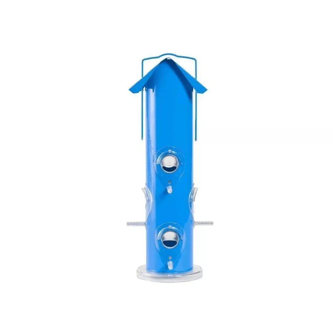 blue-metal-tube-wild-bird-feeder Blue Metal Tube Wild Bird Feeder