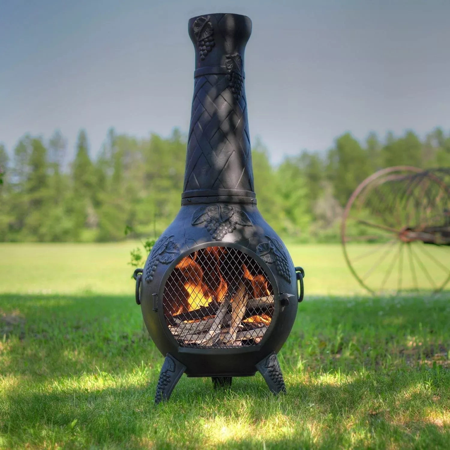 blue-rooster-grape-chiminea-in-cast-iron The Blue Rooster Grape Chiminea in Cast Iron