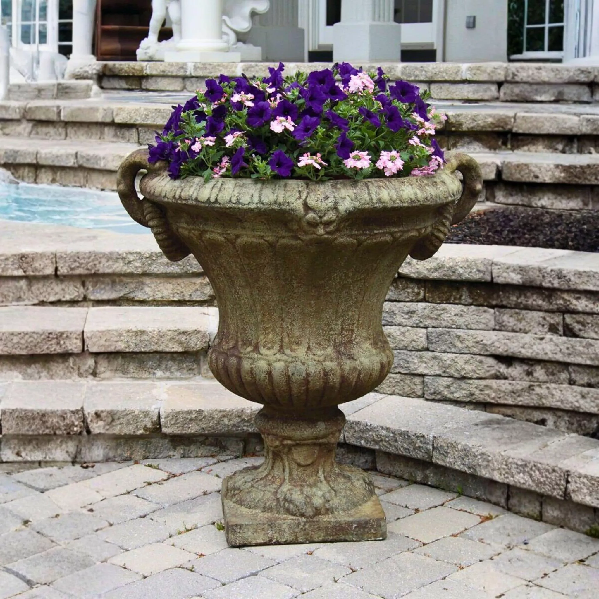 Braided Medallion Handled Urn Planter - Massarellis #6275