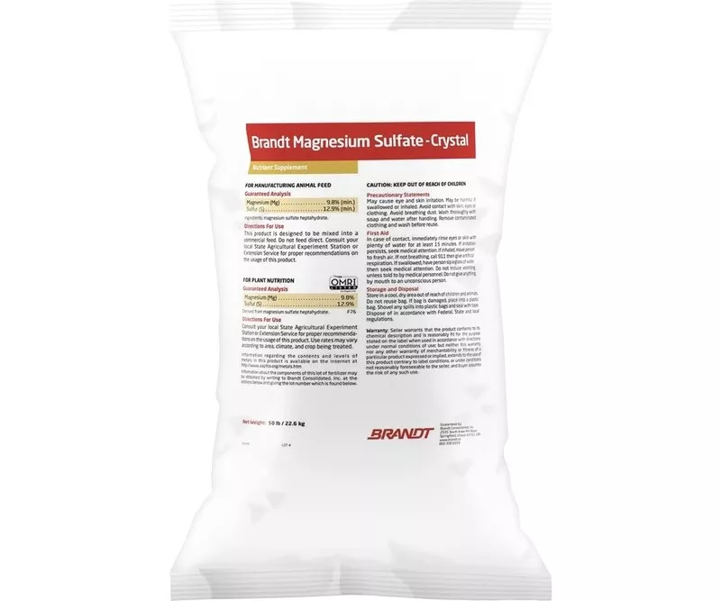 Brandt Magnesium Sulfate Crystal 50LB Bag