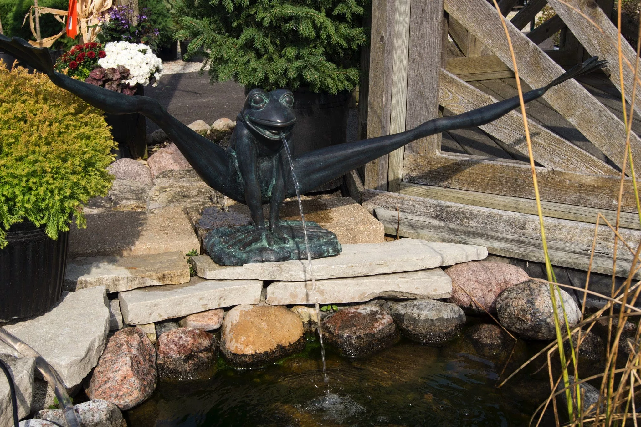 Brass Baron Gymnastic Frog Garden Statue