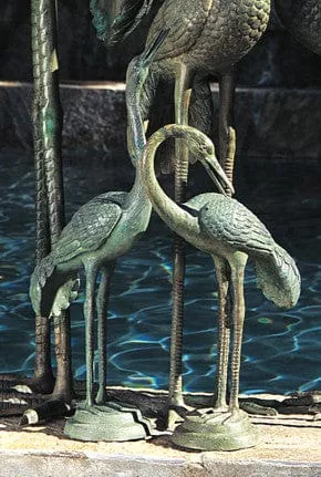 brass-baron-small-crane-pair-garden-accent-pool-statuary Brass Baron Small Crane Pair Garden Accent and Pool Statuary