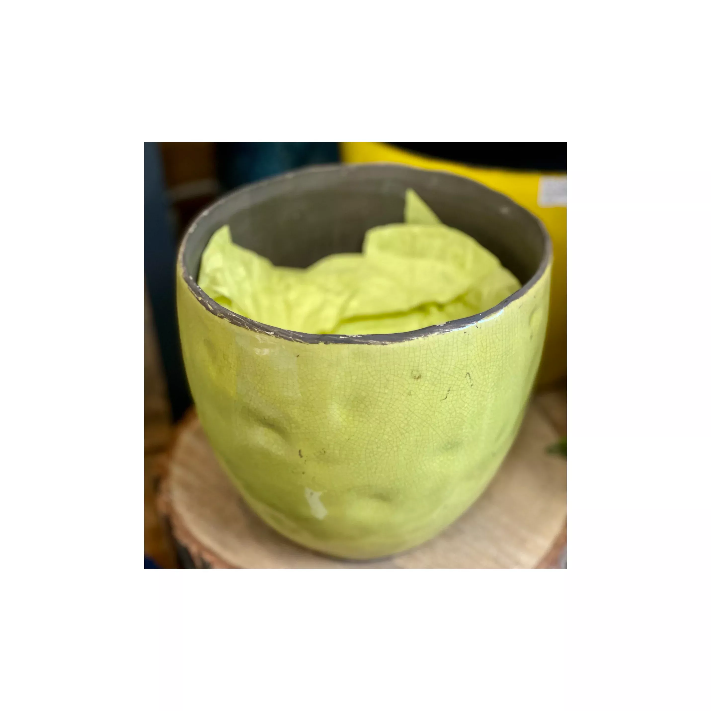 Bright Lemon Yellow Ceramic Pot
