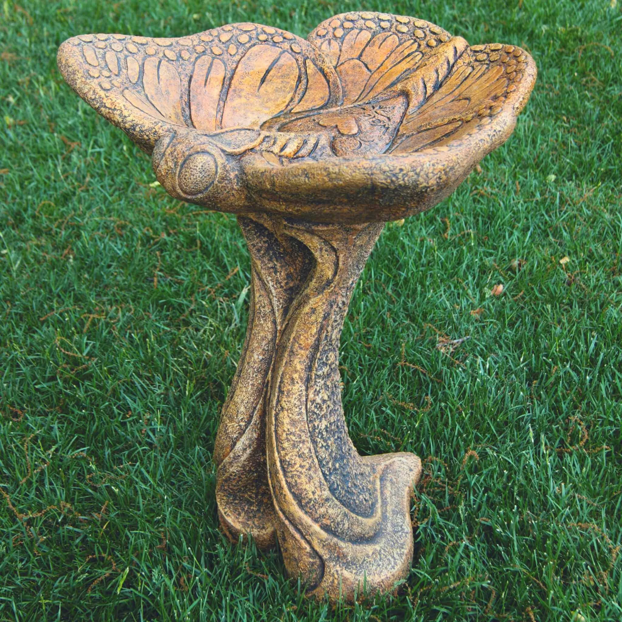 Butterfly Concrete Bird Bath - Massarellis #9743