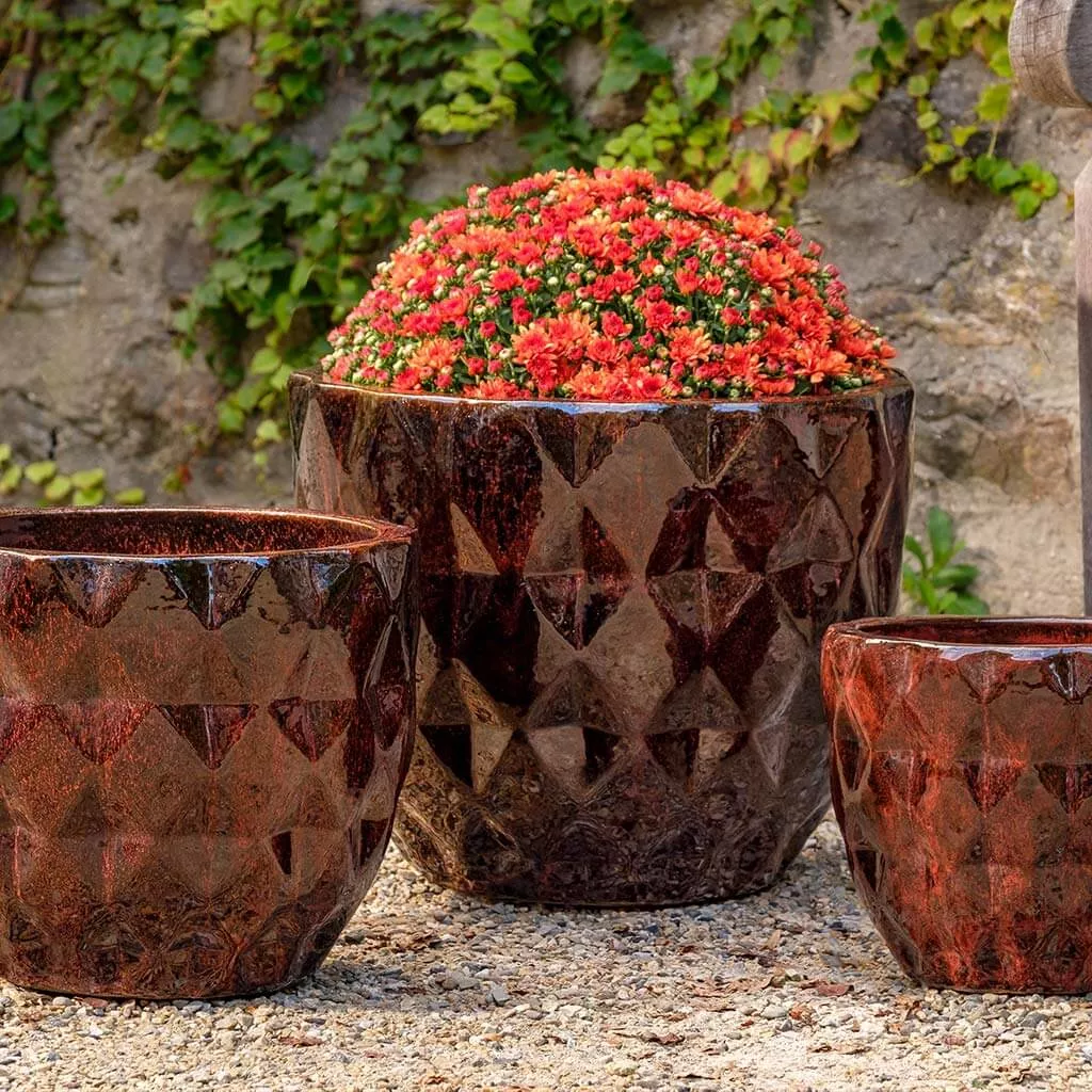 Campania Castillon Planter - Bordeaux - Set of 3