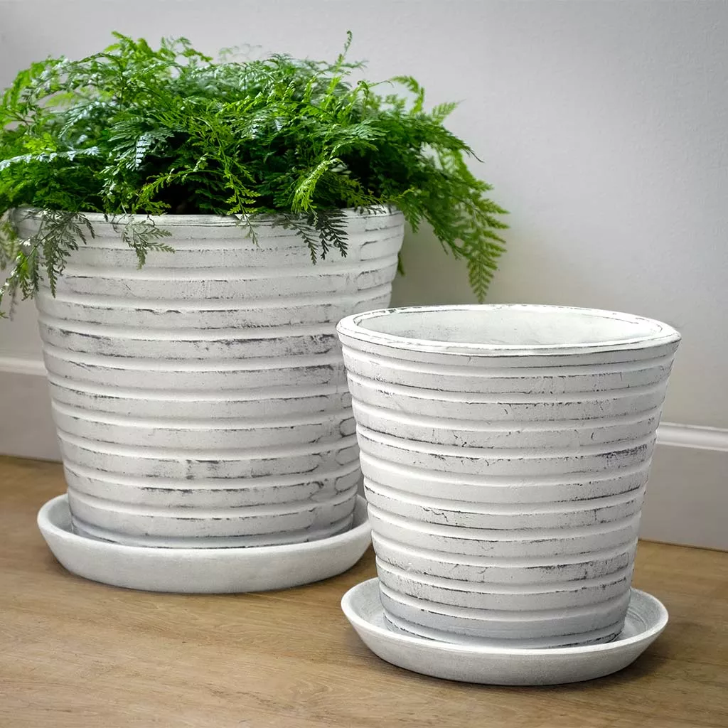 Campania Channel Planter - Whitewash - Set of 4