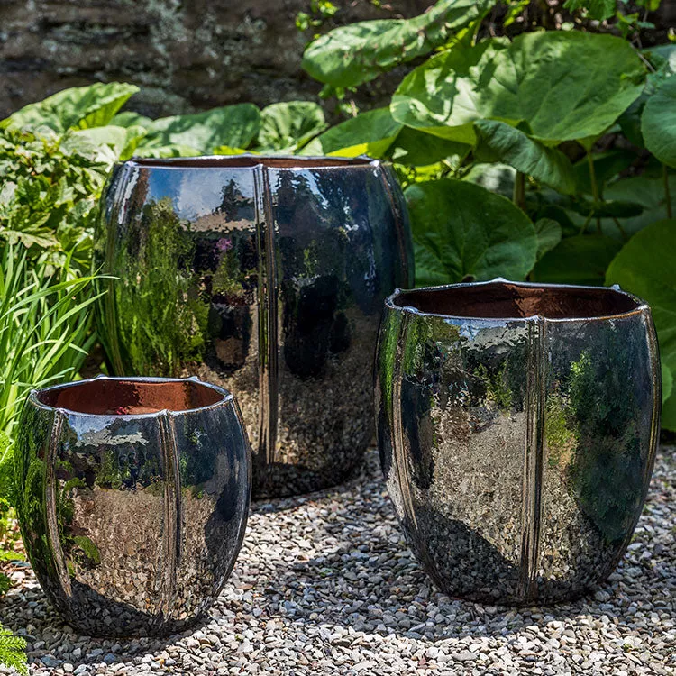 Campania Rib Vault Planter, Tall- Metallic