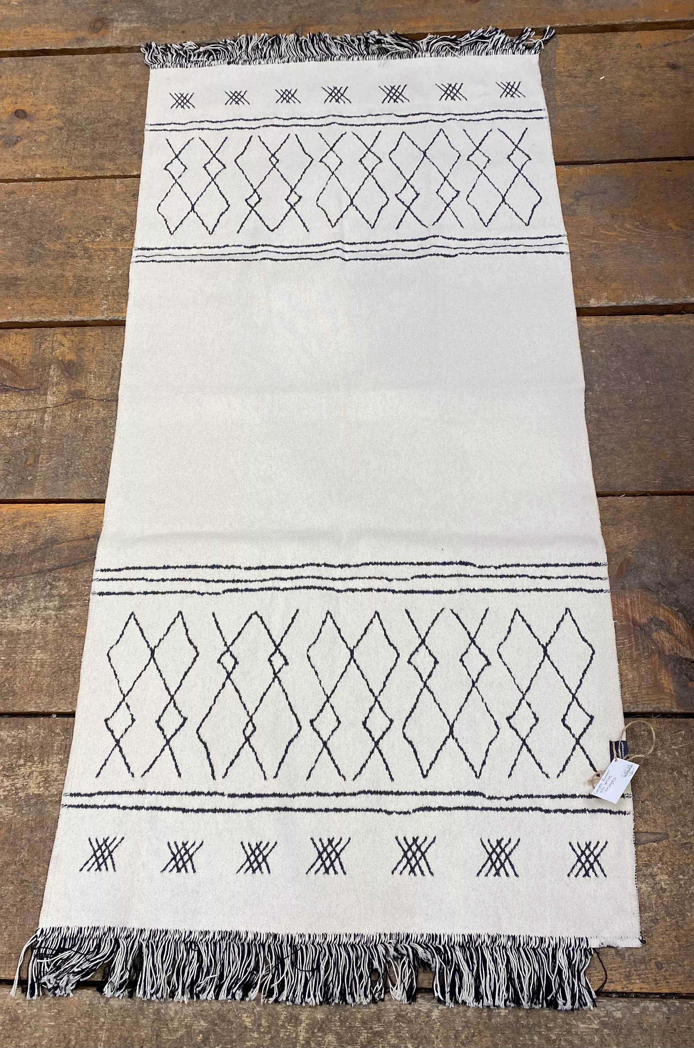 Carpet Runner- Off White with Fringe