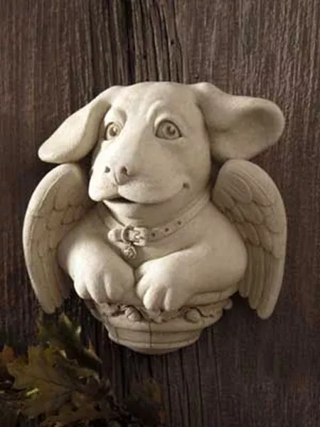 Carruth Studio Cherub Puppy Stone Plaque