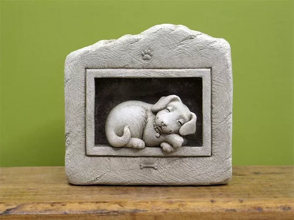 carruth-studio-sleeping-puppy-stone-plaque Carruth Studio Sleeping Puppy Stone Plaque