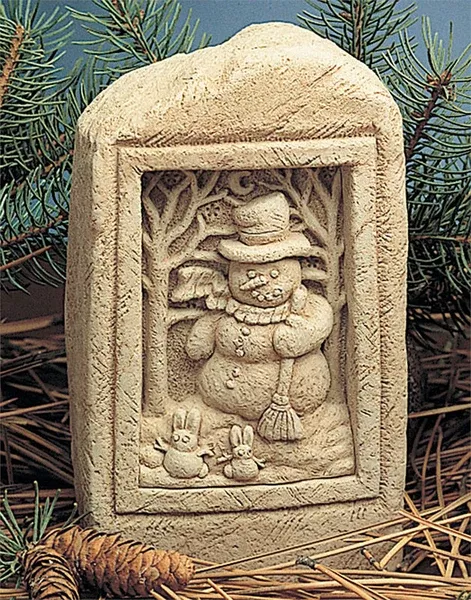 carruth-studio-snowman-with-snow-bunnies-stone-plaque Carruth Studio Snowman with Snow Bunnies Stone Plaque