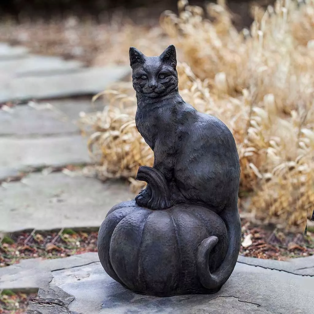 cat-on-pumpkin-cast-stone-garden-statue Cat on Pumpkin Cast Stone Garden Statue