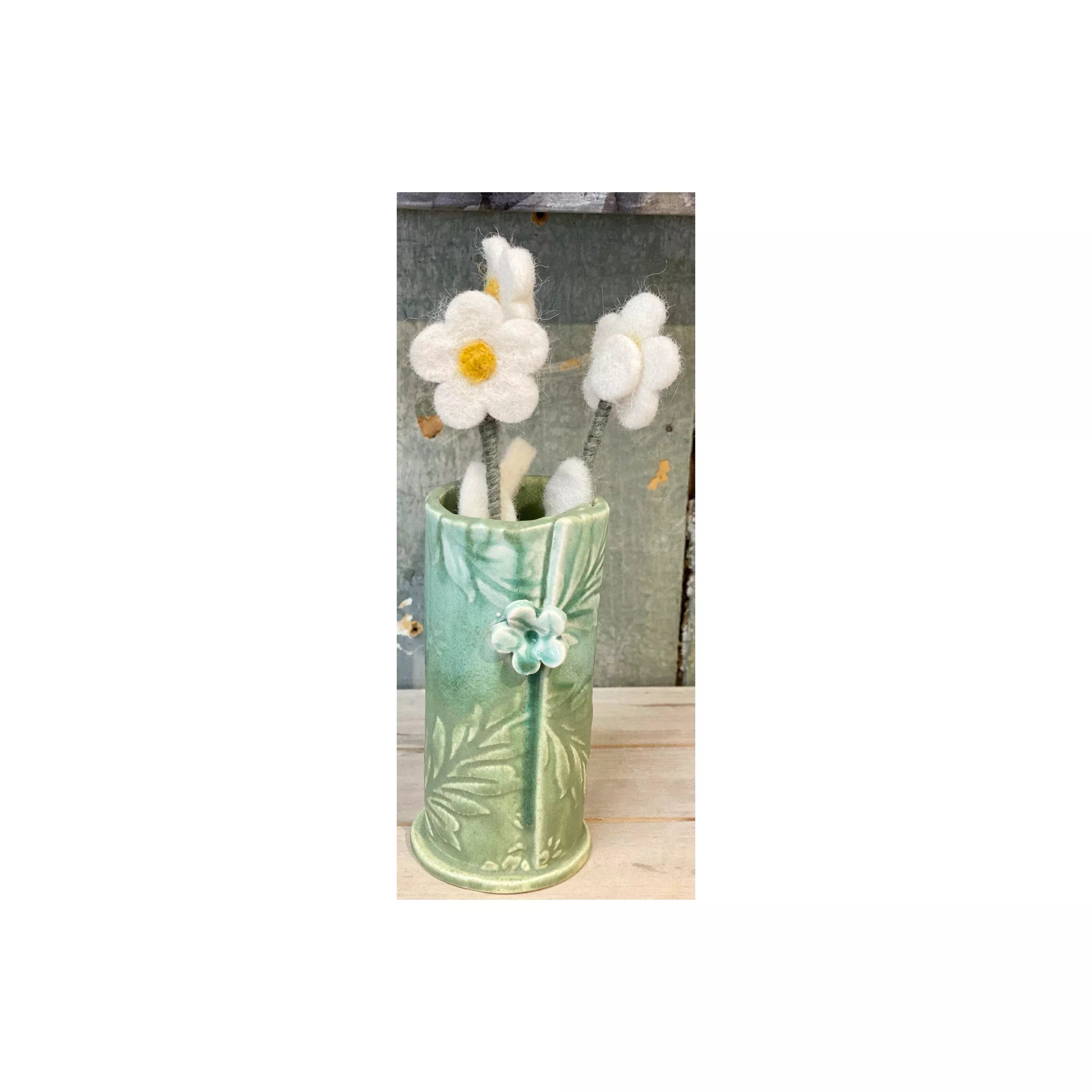 Ceramic Textured Leaves Vase