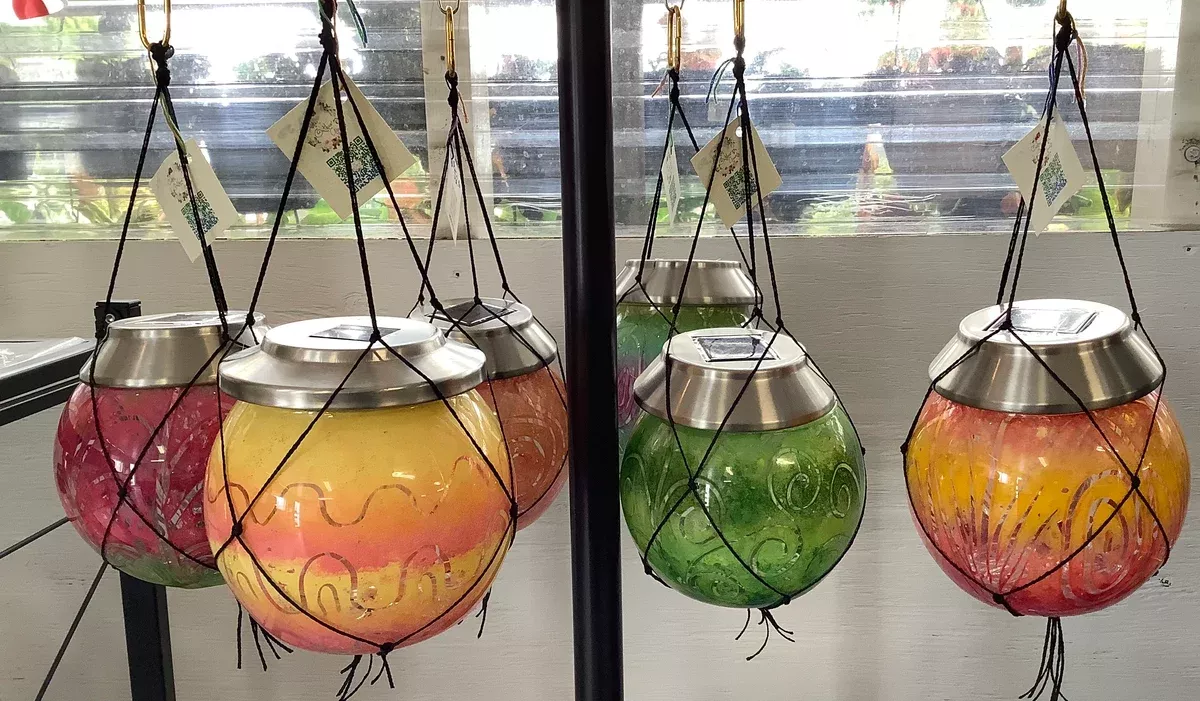 COA Large Assorted Colours Hanging Globe Solar Light
