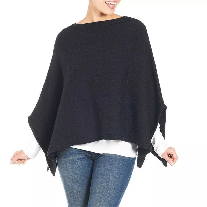 Coco+Carmen, Galway Cable Poncho, Black, One Size Fits Most