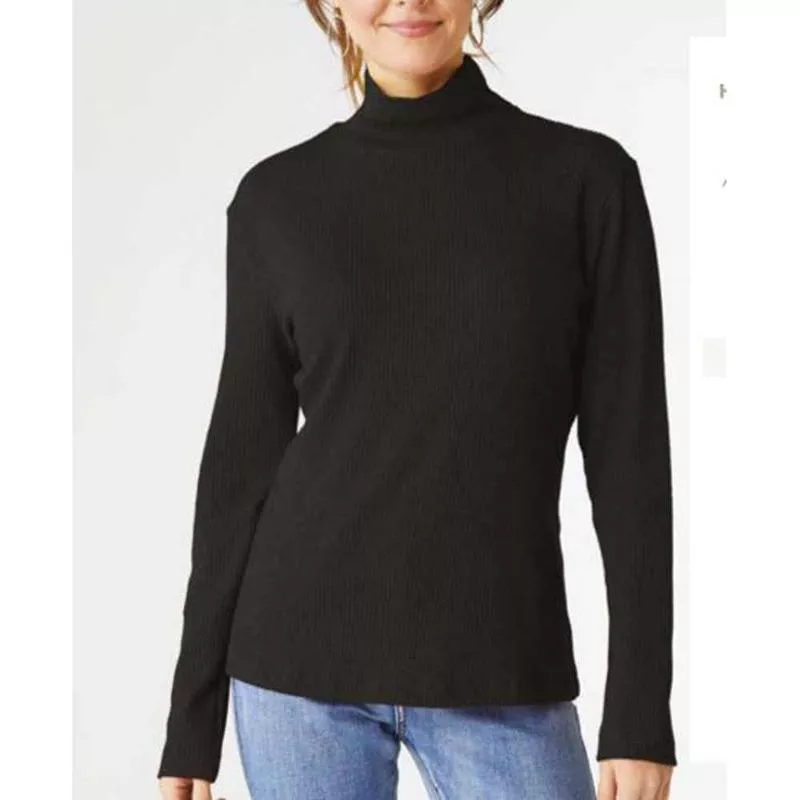 Coco+Carmen, Long Sleeve Rib Mock Neck, Black