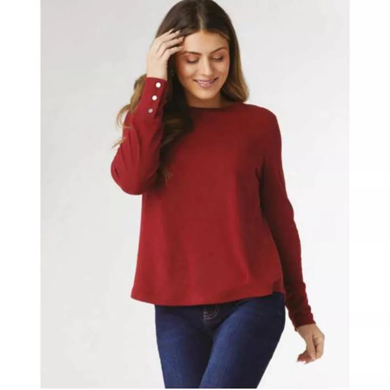 Coco+Carmen, Super Soft Snap Cuff Top, Redwood