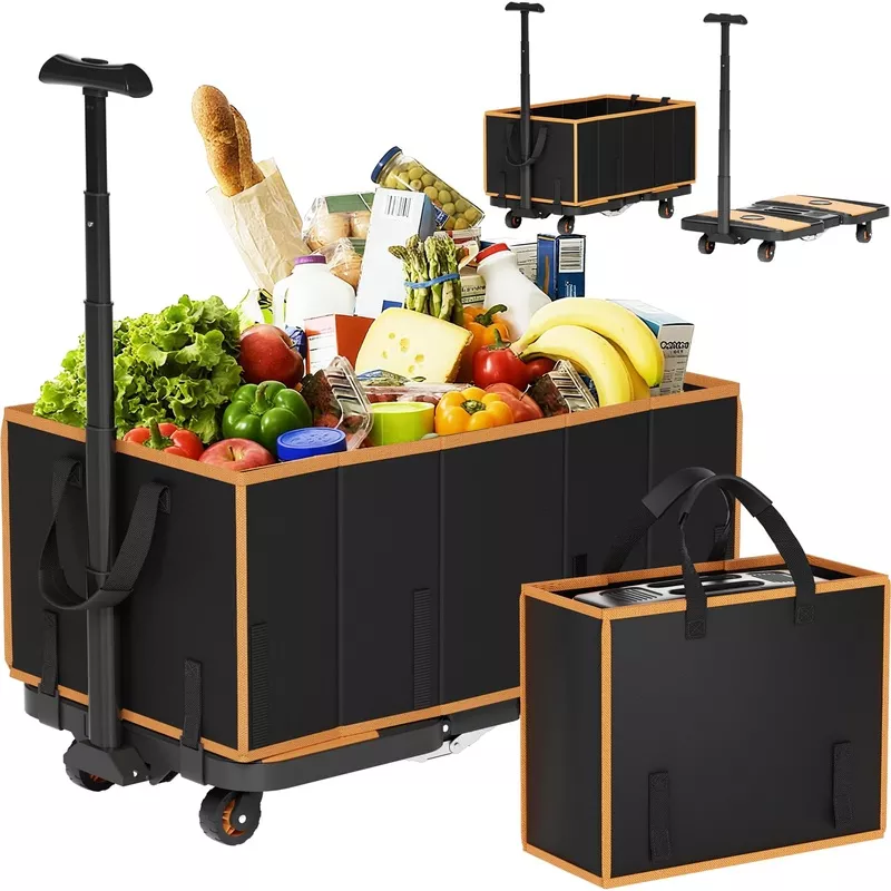 collapsible-foldable-wagon-cart-heavy-duty-3-in-1-utility-dolly-wagons-carts-wit Collapsible Foldable Wagon Cart Heavy Duty, 3-in-1 Utility Dolly Wagons Carts with Wheels, Portable Folding Hand Truck with Removable Bag