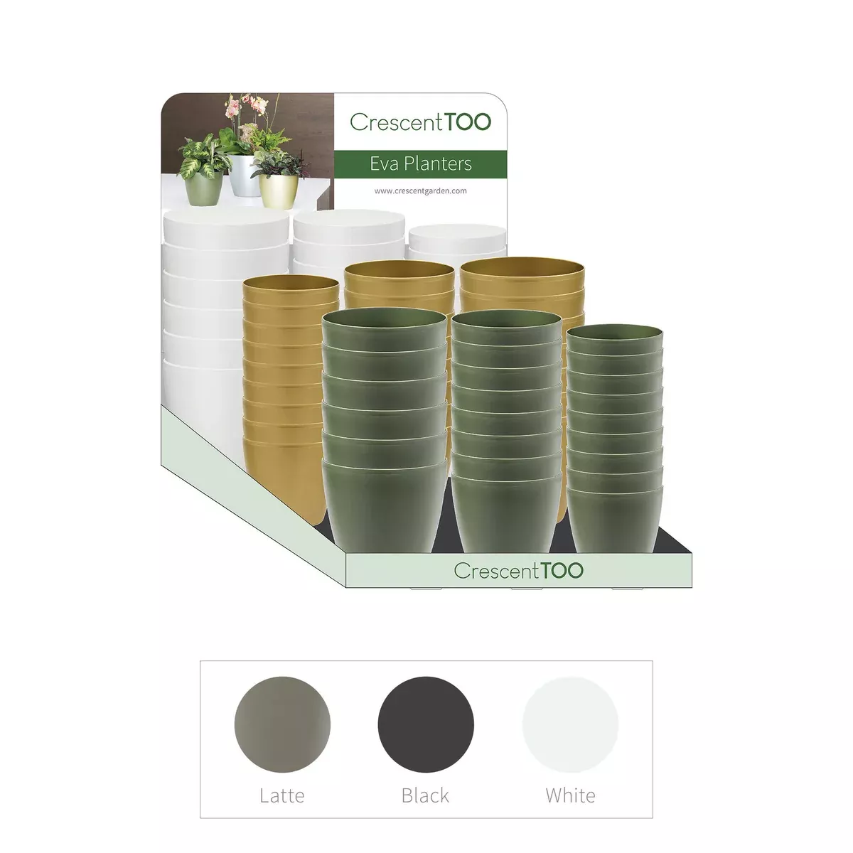 crescent-gardens-eva-planter-white-latte-black Crescent Gardens - Eva Planter - White, Latte, Black