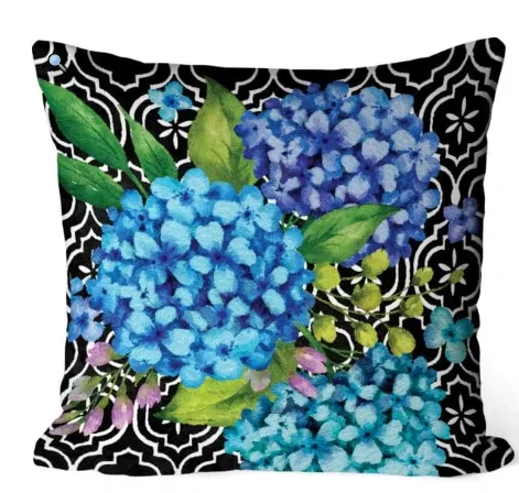 custom-decor-hydrangeas-on-black-pillow Custom Decor Hydrangeas on Black Pillow