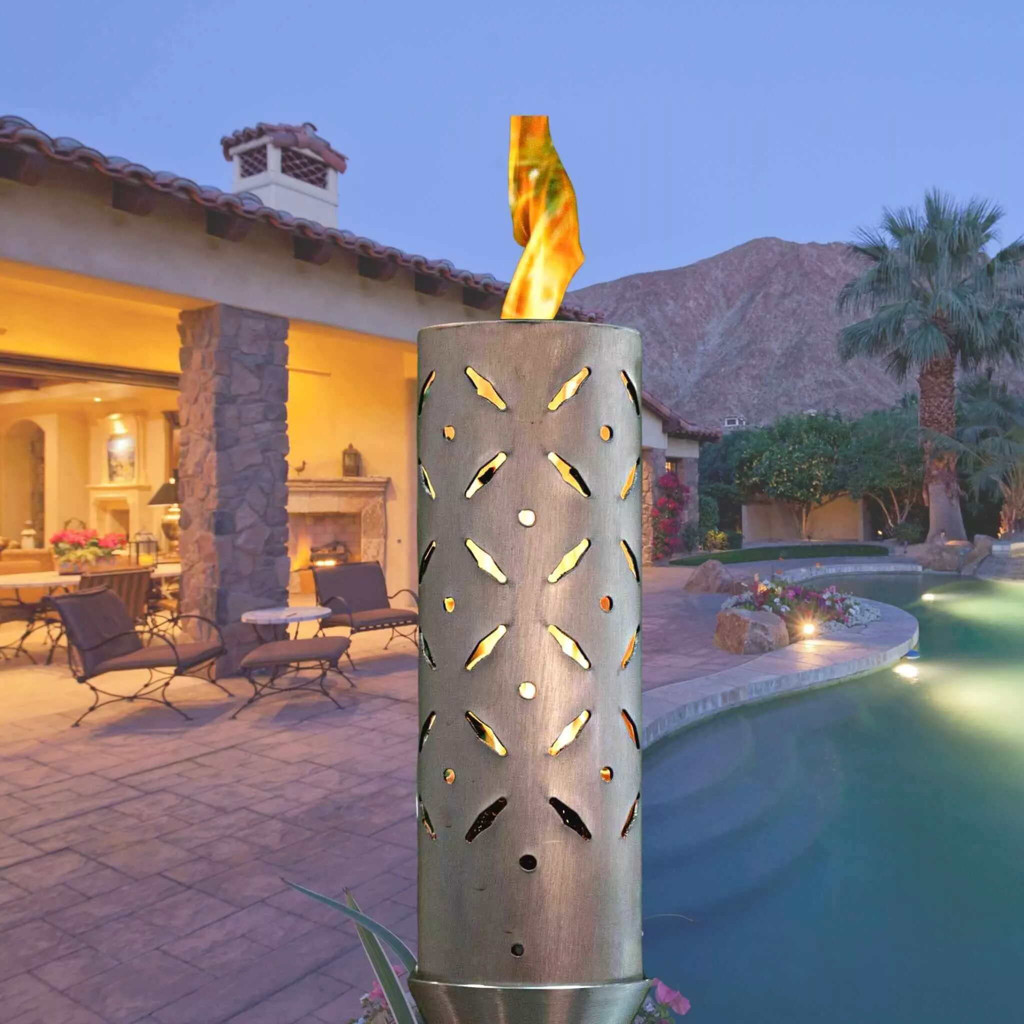 Diamond Plate Fire Torch - Stainless Steel - The Outdoor Plus