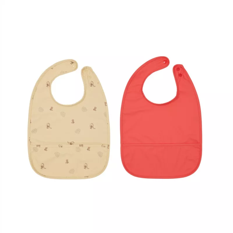 dino-bib-set-in-butter-cherry-red Dino Bib Set in Butter and Cherry Red