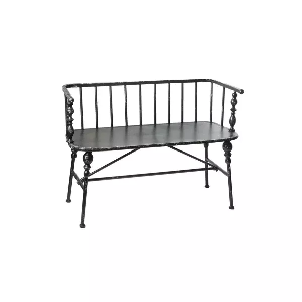 Distressed Black Spindle Bench