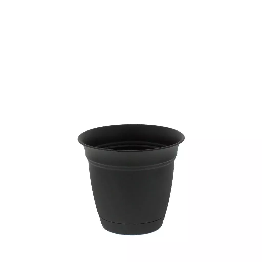 Eclipse Black Planter with Saucer
