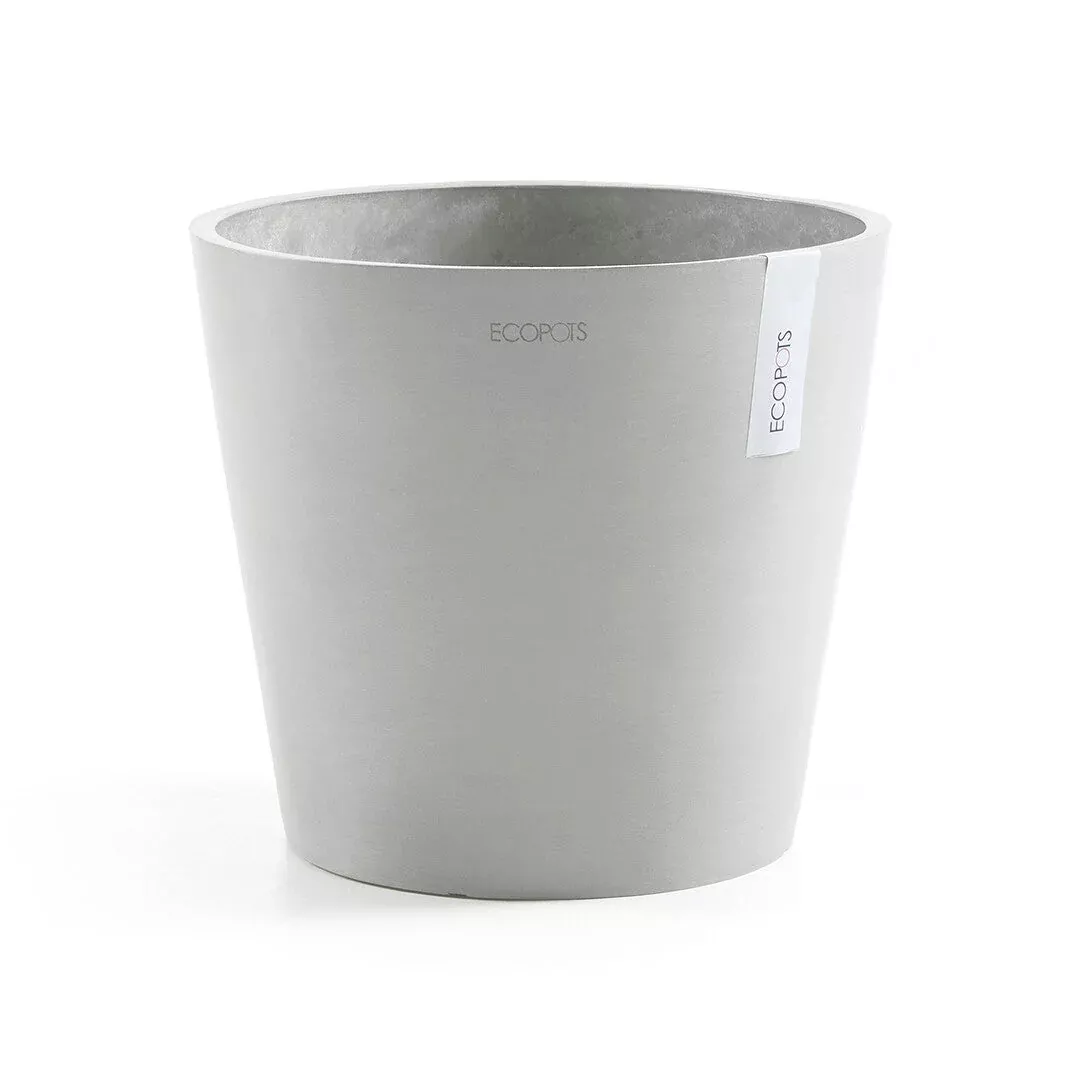 ecopots-amsterdam-decorative-pot-20cm-8-white-grey EcoPots Amsterdam Decorative Pot 20cm | 8" White Grey