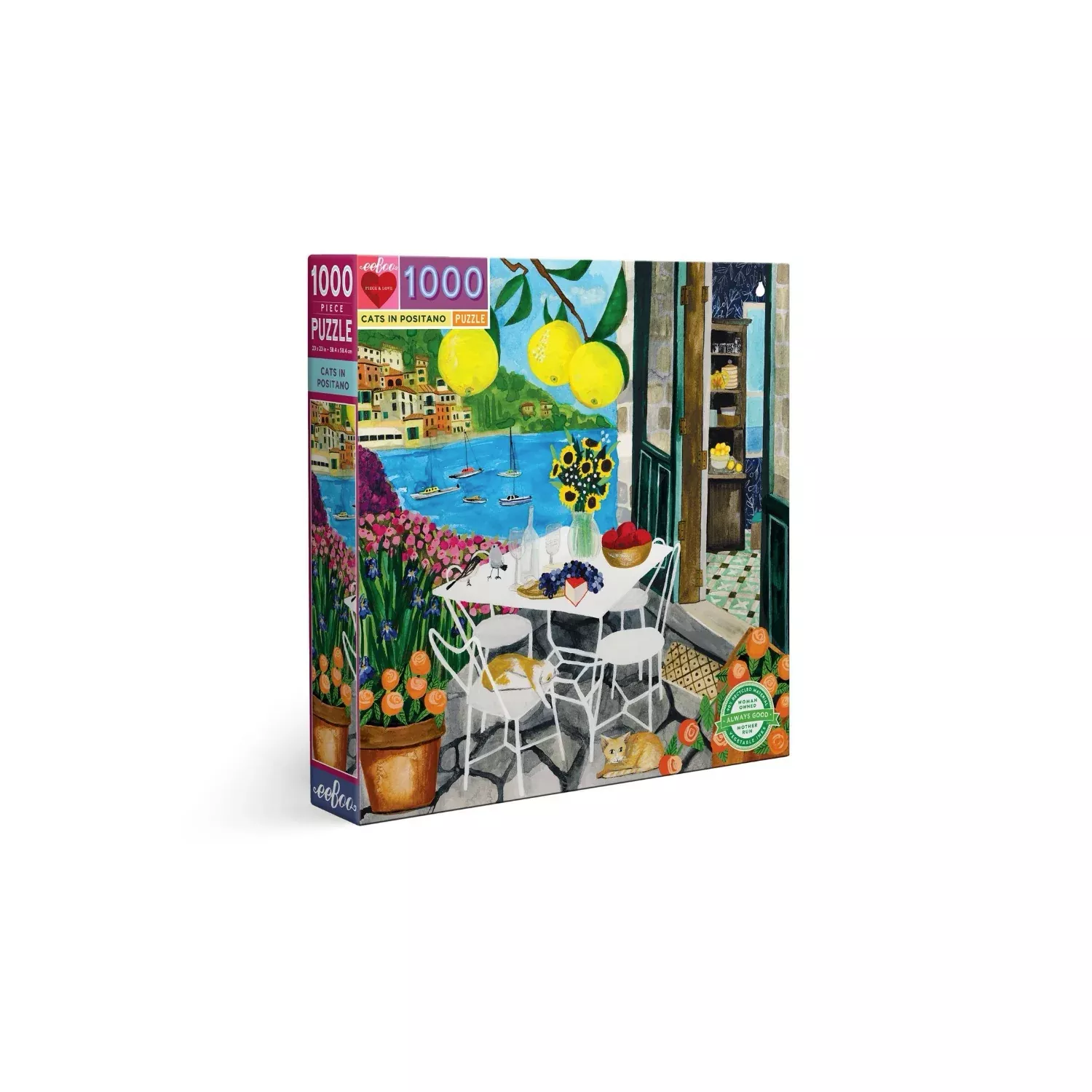 eeboo-1000-piece-cats-in-positano-square-puzzle eeBoo 1000 Piece Cats in Positano Square Puzzle