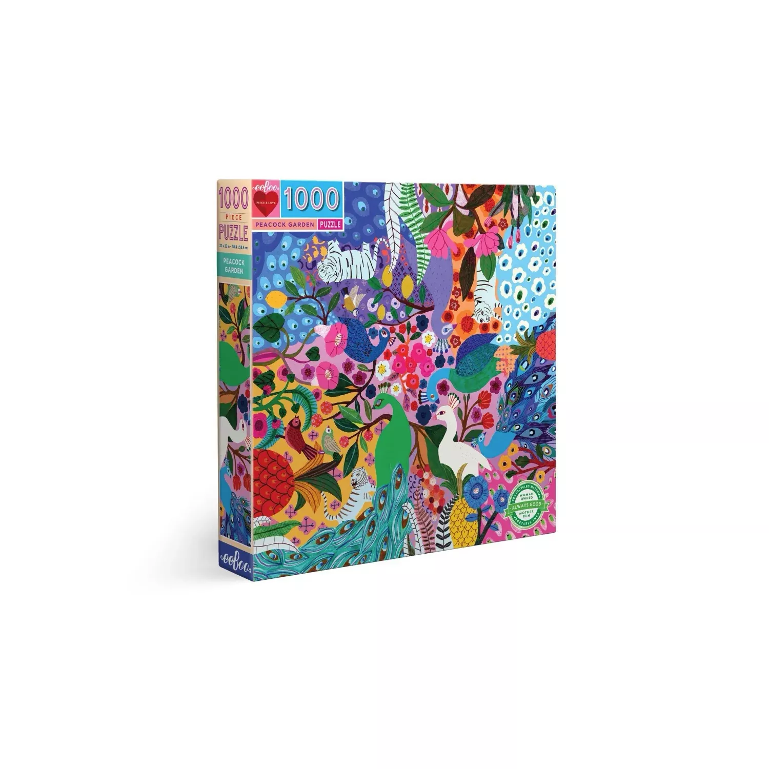 eeBoo 1000 Piece Peacock Garden Square Puzzle