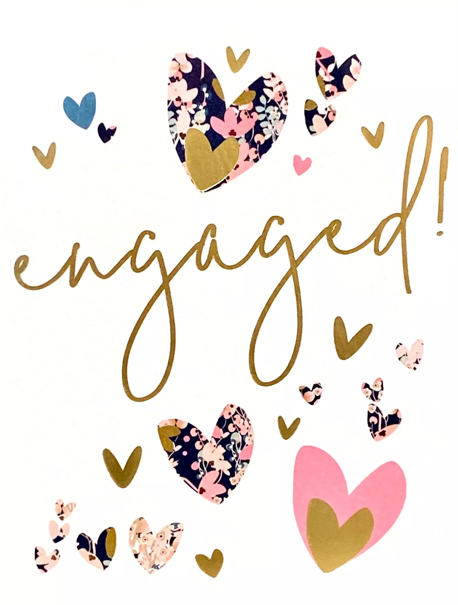 Engagement Card- Engaged! Assorted Heart Design