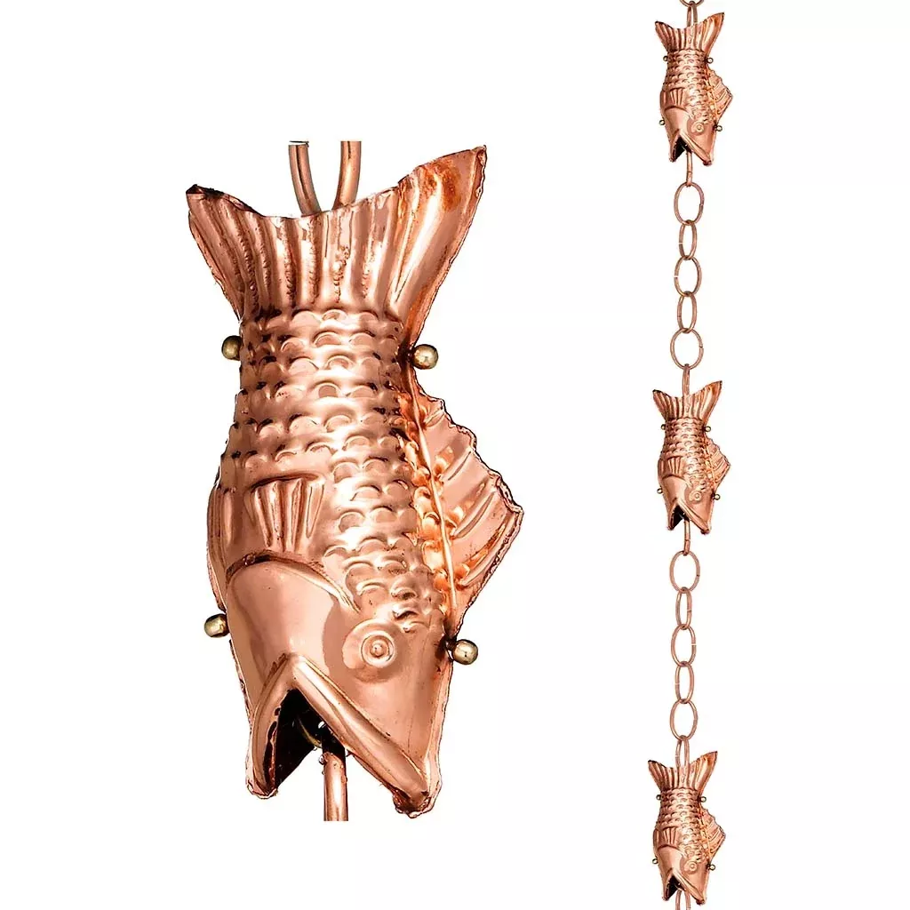fish-copper-8-5-ft-rain-chain-by-good-directions Fish Copper 8.5 ft. Rain Chain By Good Directions