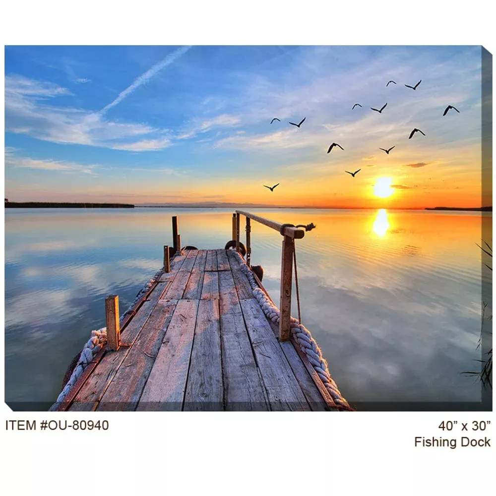 Fishing Dock Outdoor Canvas Art