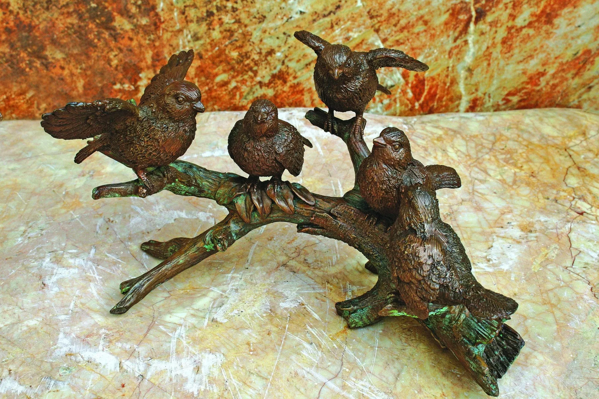 five-birds-on-branch-garden-bird-statue Five Birds on Branch Garden Bird Statue